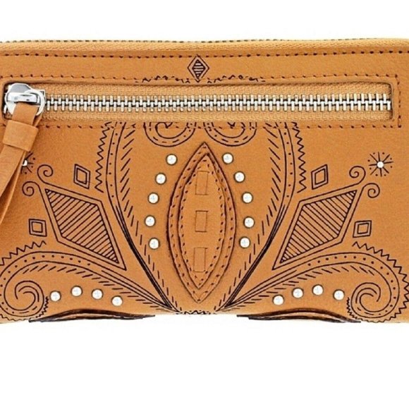 Brighton Studded Camel Indie Zip Around Wallet - Picture 3 of 3